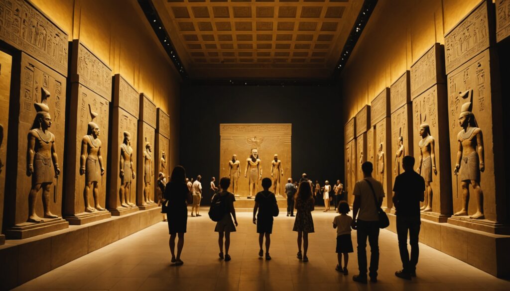 Familles visitant une exposition immersive dans un musée à l'été 2026