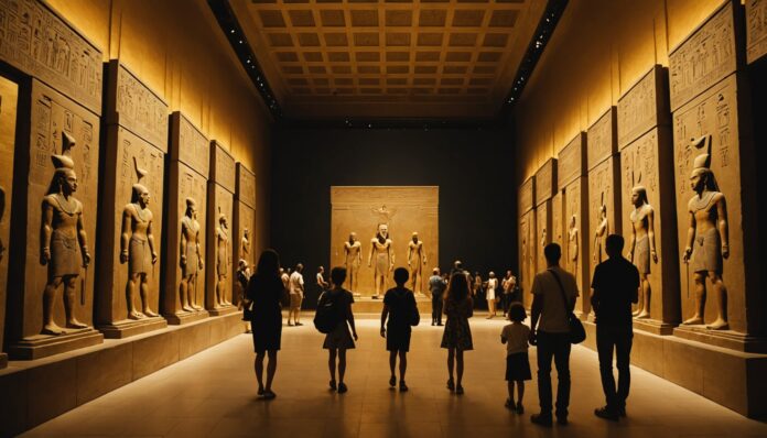 Familles visitant une exposition immersive dans un musée à l'été 2026
