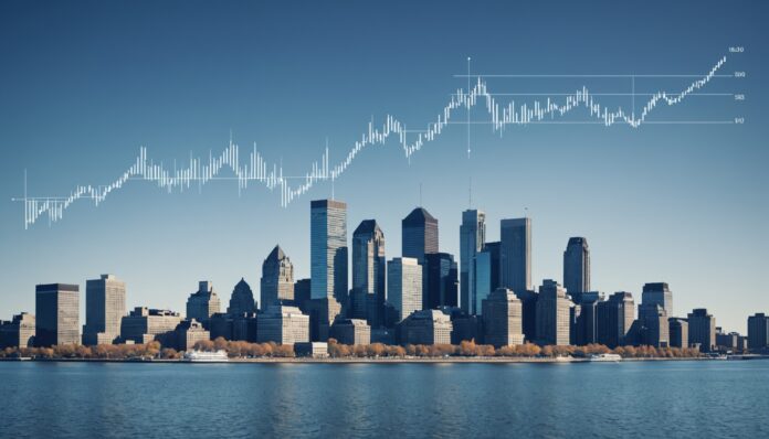Vue du centre financier de Montréal illustrant les perspectives économiques du Québec